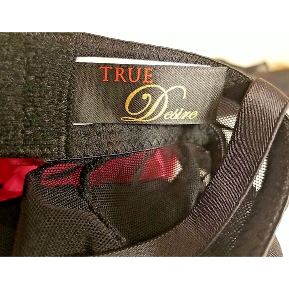 True Desire Babydoll Lingerie NWT Black Sheer Lace Push Up Wired Medium      T28 - Picture 8 of 9